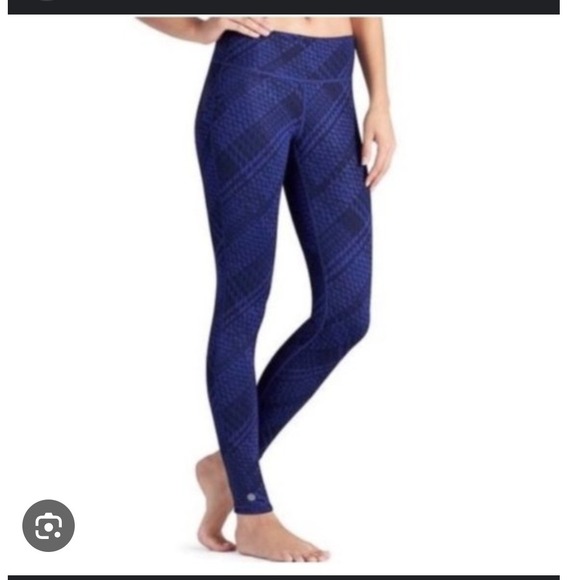 Athleta Pants - Athleta Reversible Print Leggings Blue Athletic High Waist‎